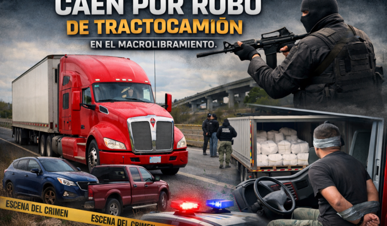 Vinculan a proceso a tres por robo violento de tractocamión en el Macrolibramiento