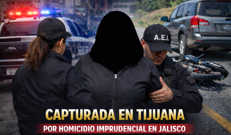 Capturan en Tijuana a mujer buscada por homicidio imprudencial en Jalisco