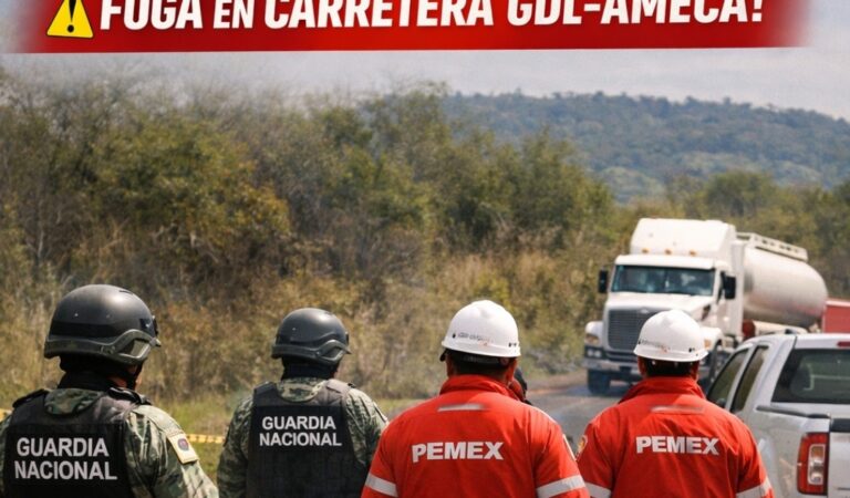 Fuga de combustible en carretera GDL-Ameca es controlada tras fuerte olor reportado