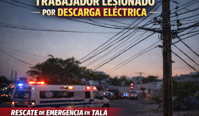 Trabajador sufre descarga eléctrica en Tala.