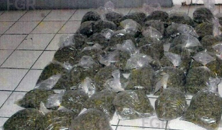 Detienen a hombre con 20 kilos de marihuana en Ameca.