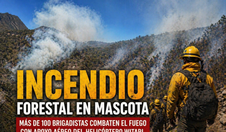 Incendio forestal en Mascota moviliza a más de 100 brigadistas