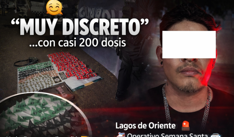 “Muy discreto”: cae presunto dealer con casi 200 dosis en Lagos de Oriente
