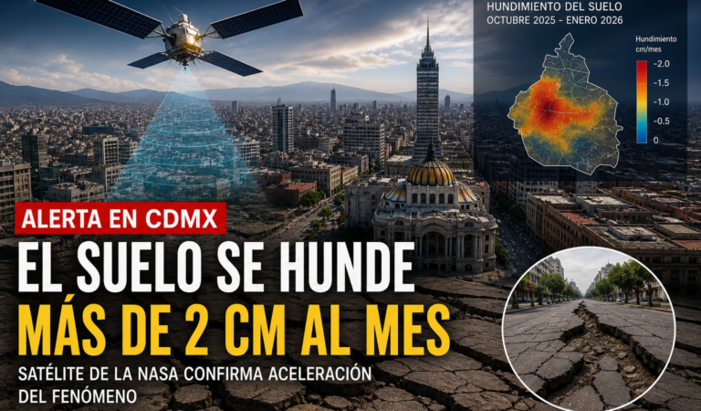 CDMX se hunde hasta 2 cm por mes: NASA confirma aceleración del fenómeno