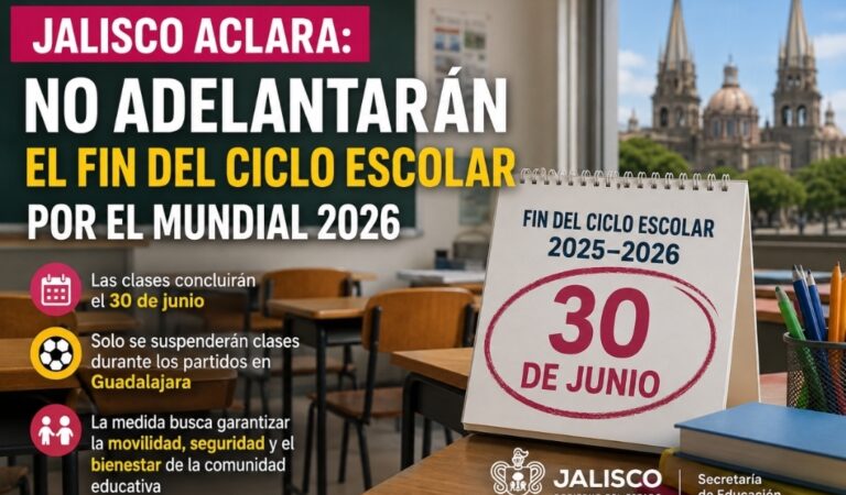 Jalisco no adelantará el fin del ciclo escolar por el Mundial 2026