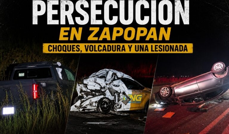 Persecución tras robo de Tacoma deja choques, volcadura y una lesionada en Zapopan
