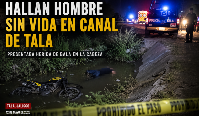 Hallan a hombre sin vida dentro de un canal en Tala; presentaba herida de bala
