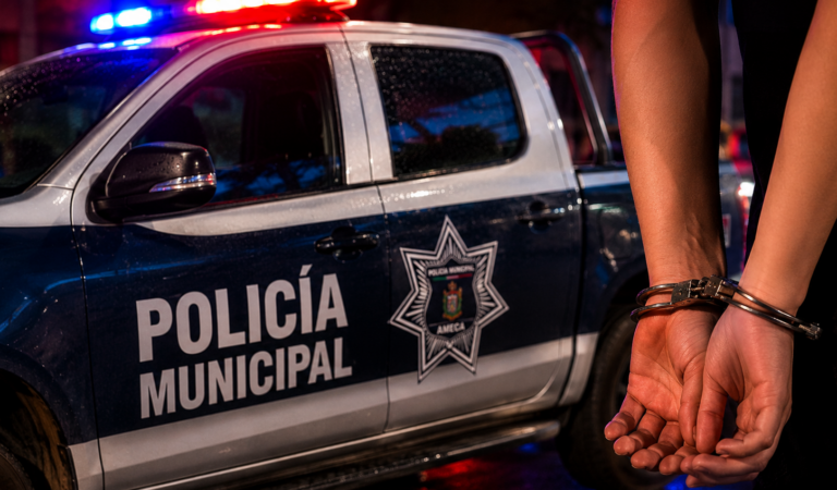 Detienen a dos personas por presunto robo en local comercial del centro de Ameca