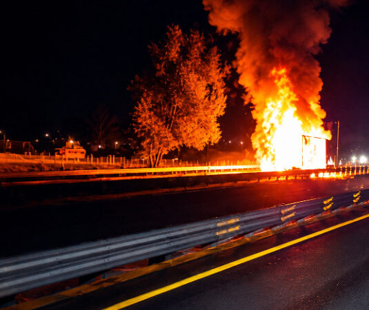 ráiler se incendia en la autopista Guadalajara–Tepic; no hubo personas lesionadas