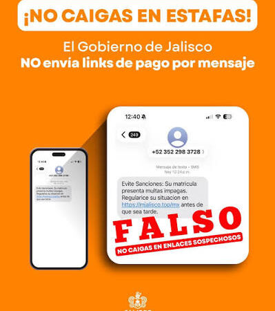 Fiscalía de Jalisco alerta por fraude con falsas multas de tránsito enviadas por correo y WhatsApp