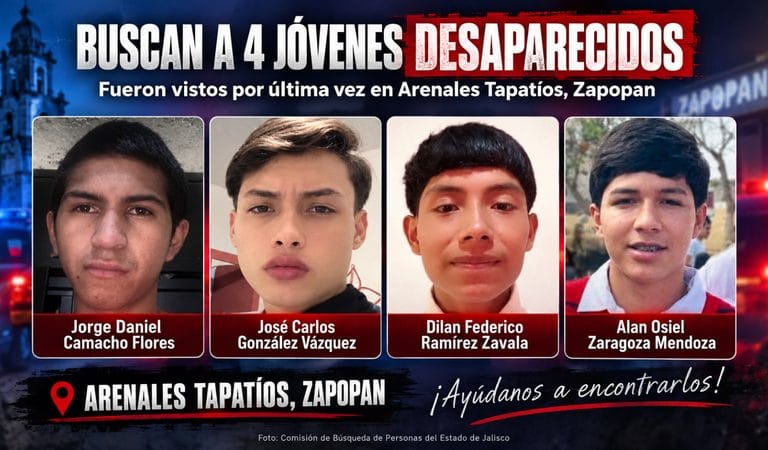 Buscan a cuatro jóvenes desaparecidos en Zapopan; familiares señalan que hombres armados se los llevaron