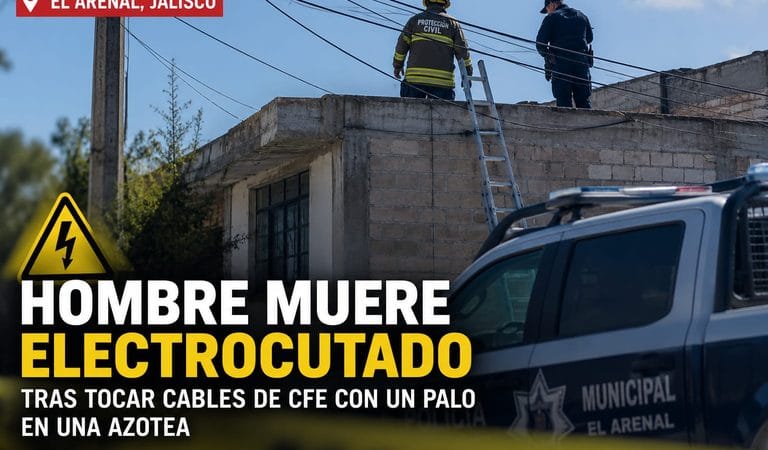 Hombre muere electrocutado tras tocar cables de CFE con un palo en El Arenal