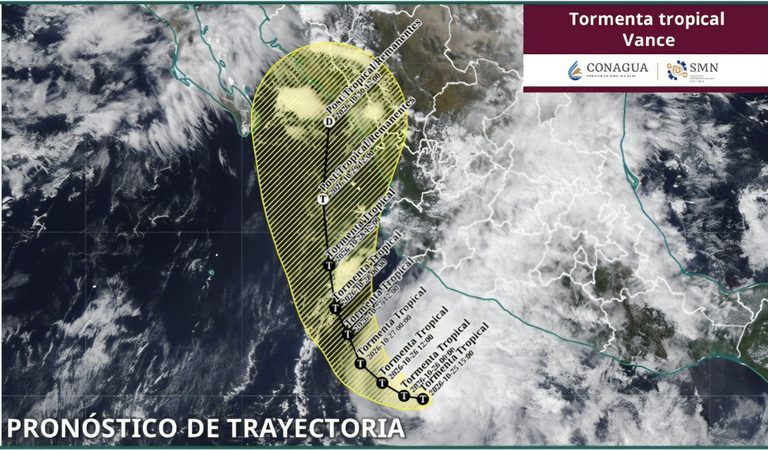 Vance se debilita a tormenta tropical, pero mantiene amenaza de lluvias intensas y oleaje elevado en Jalisco
