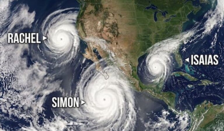 Tres ciclones ponen en alerta a México y Estados Unidos: Simón podría alcanzar categoría 4 y amenazar Jalisco