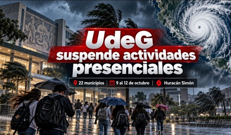 UdeG suspende clases durante cuatro días en 22 municipios de Jalisco por huracán Simón